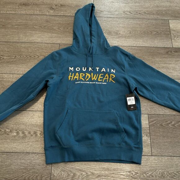 Mountain Hardwear Logo Pullover Hoodie Men’s Medium Blue NWT Sweater - Picture 1 of 7